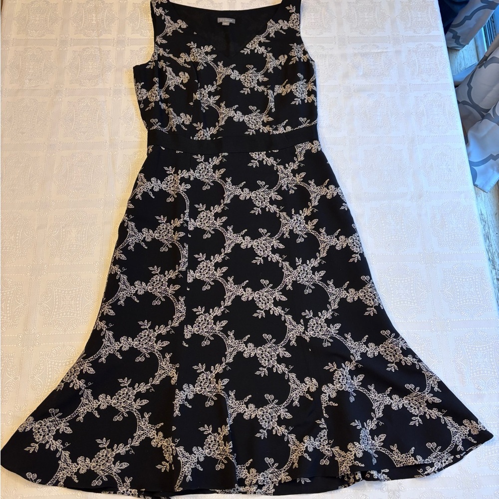 Anne Taylor Elegant Black and White Floral Dress
